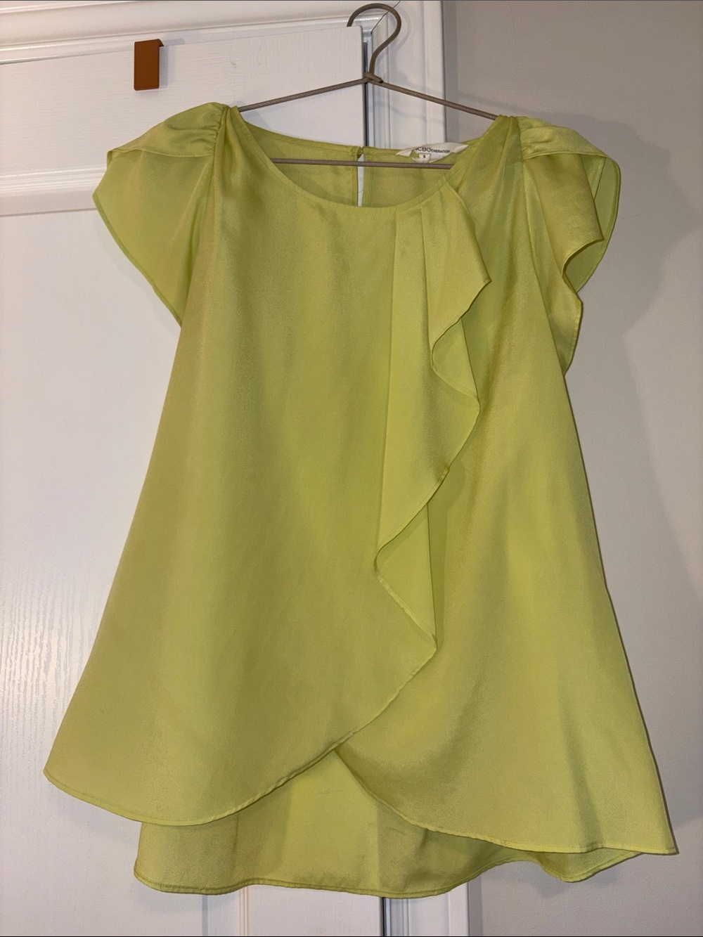 BCBG Yellow Ruffled Flutter Sleeve Blouse